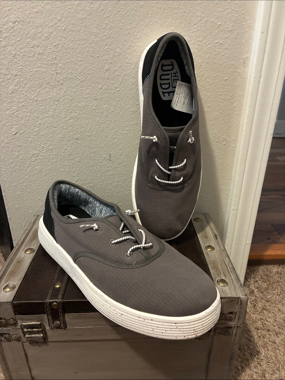Hey Dude Men's Charcoal Canvas Slip-Ons
